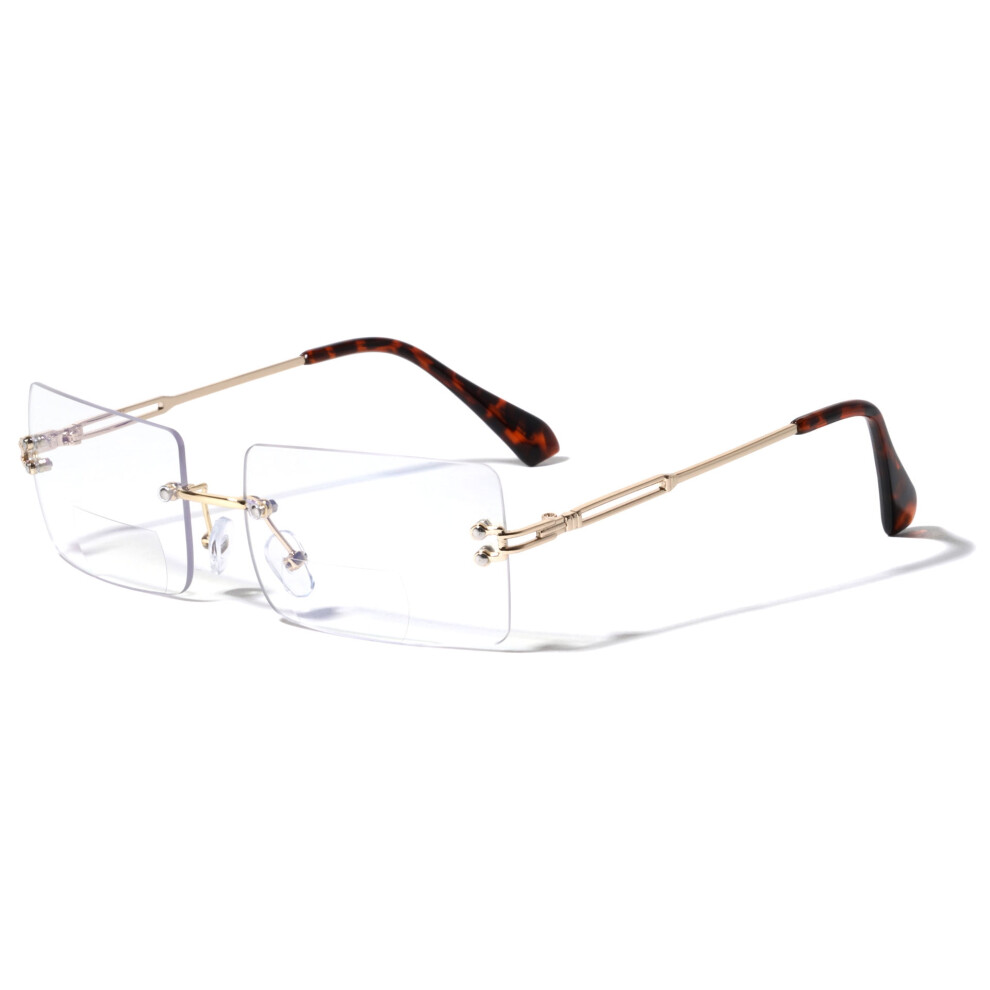 Men's metal rimless bifocal reading glasses +2.75