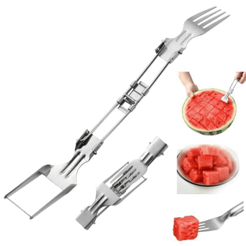Klappbare Wassermelonenschneider-Gabel aus Edelstahl, 2er-Pack 1