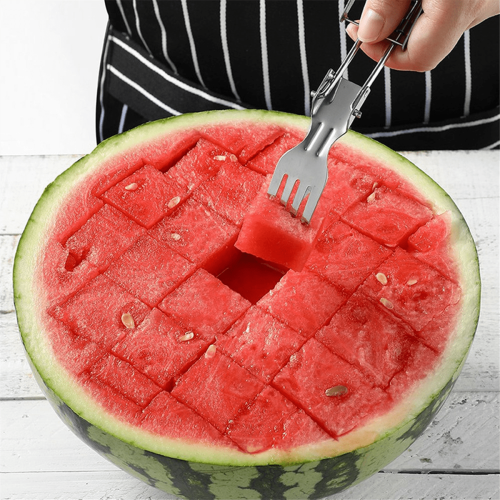 Klappbare Wassermelonenschneider-Gabel aus Edelstahl, 2er-Pack 2