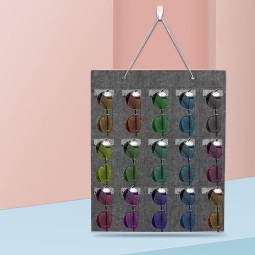 Wall-Mounted Sunglasses Organizer with 15 Slots 2