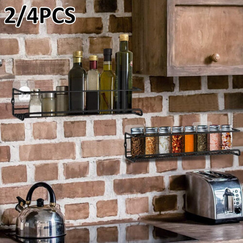 Stainless Steel Wall-Mounted Spice Rack with Adhesive and 2