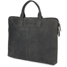 Læder dokumentmappe taske laptop taske 13" sort A4 Beltimore