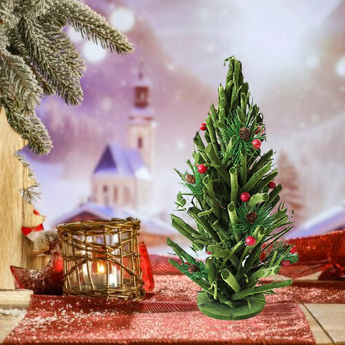 Artificial Mini Wood Christmas Tree 11.8 in Green 1
