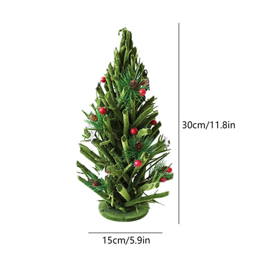Artificial Mini Wood Christmas Tree 11.8 in Green 2