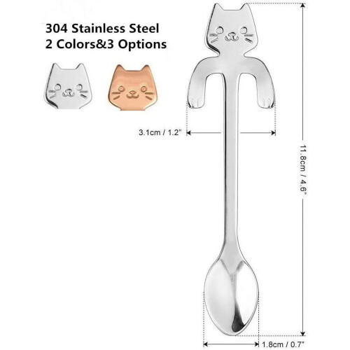 Mini Cat Spoon Set Stainless Steel 4-Piece Silver 2