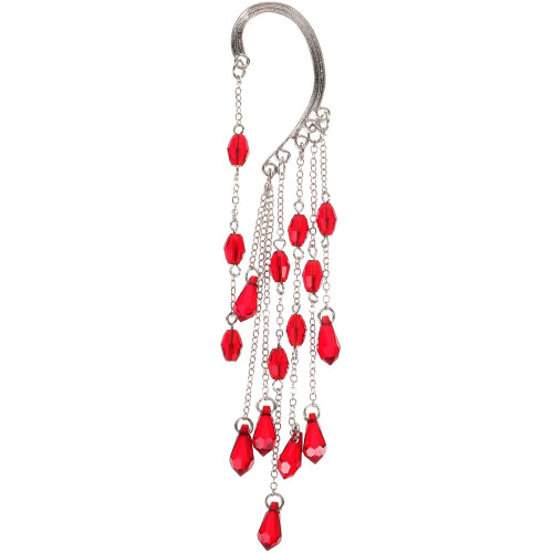 Σκουλαρίκι Weiwei Punk Tassel Ear Cuff Gothic Clip-on, κόκκινο δώρο