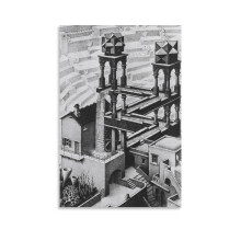Affiche sur toile imprimée en noir et blanc et abstrait de MC Escher, 30 x 45 cm (12 x 18 pouces), décoration moderne pour la maison, art pour la