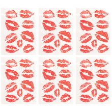 Red Lips Stickers Temporary Waterproof Body Kiss 6pcs