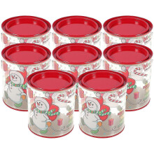 8 Pcs Airtight Cookie Container Christmas Cookie Tin Holiday Cookie Jars Food Packing Canister Christmas Eve Box11x10cm SZRH A-S