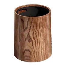 Imitation Wood Grain Trash Can Wastebasket Home Office Round Wastebasket Lightweight Home Trash Holder23.50X23.50X20.00CMLight Brown SZRH A-S
