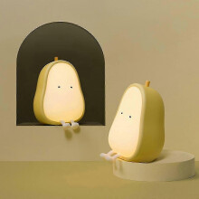 Night Lights for Kids USB Rechargeable Lamps, BPA-Free ABS+Silicone Bedside Lamp for Breastfeeding,Color Changing, Yellow Pear