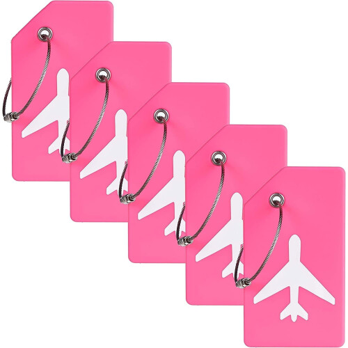 Silicone Luggage Tags Pink 5 Pack