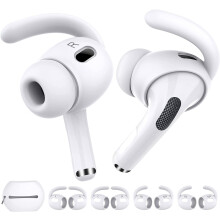 4 Paar kompatible Ohrhaken für AirPods Pro 2 + Aufbewahrungstasche, rutschfeste Silikonhüllen (2L+2S, Weiß)