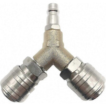 Compressed Air Distributor with 2x 1/4" Threaded Connectors - Brass Rustproof Air Switch & Connector - Fully Assembled SZRH
