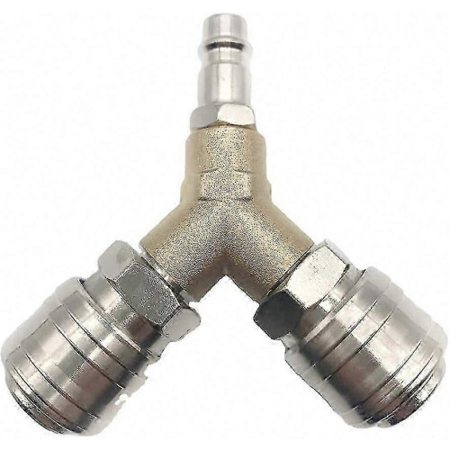 Compressed Air Distributor with 2x 1/4" Threaded Connectors - Brass Rustproof Air Switch & Connector - Fully Assembled SZRH