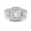 Emerald Cut Cubic Zirconia Ring 18k White Gold Plated Size 4