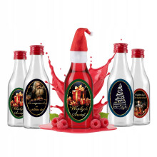 5x MONOPOL Karácsonyi Likőr Üveg 50ml Kupak Címkével Likőrökhöz