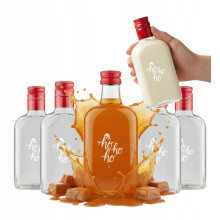 10x Ajándék Likőrüvegek, Likőr, Laposüveg, 200ml, Karácsonyi Mintával