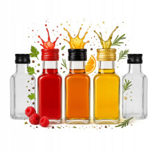 5x QUADRA üvegpalack 100ml kupakkal vodkához és levekhez