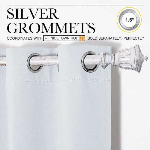 Rideaux thermiques occultants gris-blanc, 2 panneaux 2