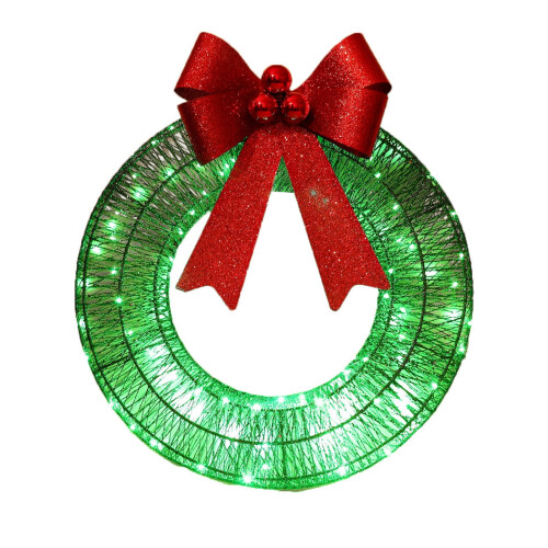 Lighted Christmas Wreath with LED Lights and Bow 1