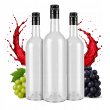 10 db 750 ml-es átlátszó borosüveg 0,75 l-es csavaros kupakkal