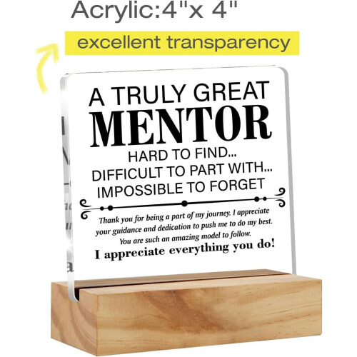 Πλακέτα Γραφείου Thank You Mentor Ακρυλική με Ξύλινη Βάση 1 τεμ. 1