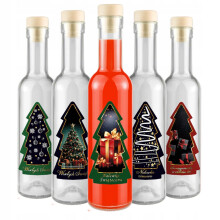 5x FUTURA palack 250ml + KARÁCSONYI FALATTAL ellátott palackok karácsonyi tinktúrákhoz borokhoz
