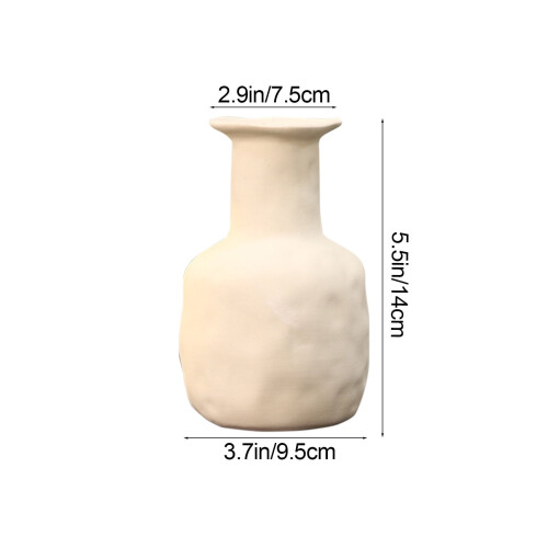 White Ceramic Vase Minimalist Textured 5.5 in 1