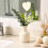 White Ceramic Vase Minimalist Textured 5.5 in 3