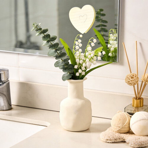 White Ceramic Vase Minimalist Textured 5.5 in 2