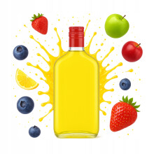Laposlombik 350ml + lapos kupak likőrökhöz MOONSHINE ALKOHOLGYÜMÖLCSLÉ