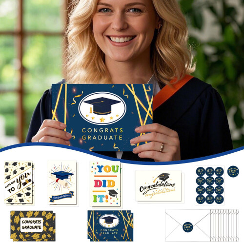 Graduation Cards 6 Designs 12-Pack with Envelopes 1