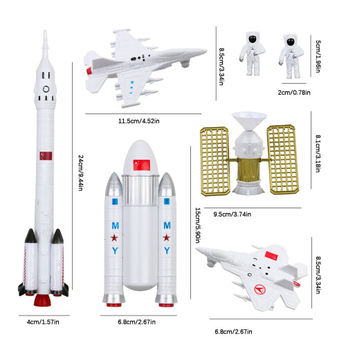 Kit de modelo espacial com figuras de astronautas e satélites (7 peças) 2