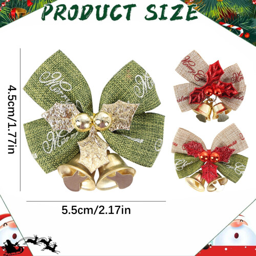 Mini Laços de Natal Decorativos em Juta Verde e Vermelha de 5,6 cm (2,2 polegadas) 2