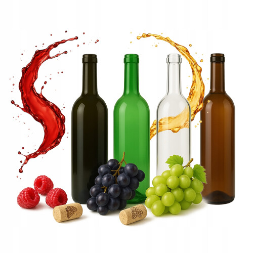 10X VINFLASKER 0,75L + PROPKER - 3 FARVER