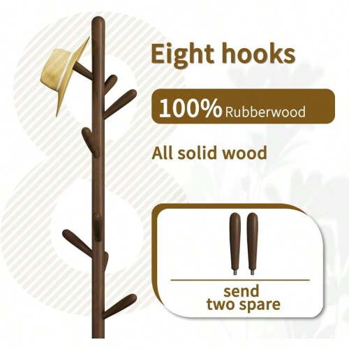 Στρογγυλή βάση από μασίφ ξύλο 8Hooks σε σκούρο καρυδιά 1