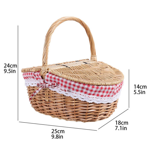 Picknickkorg i rotting med foder i kaki 25x18x24cm 1 st 2