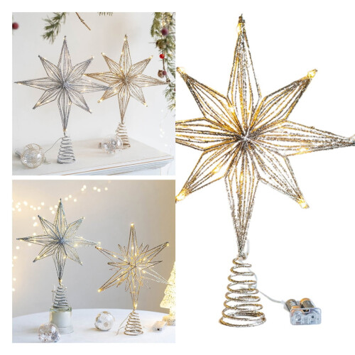 Étoile de Noël LED pour sapin de Noël, à piles 1