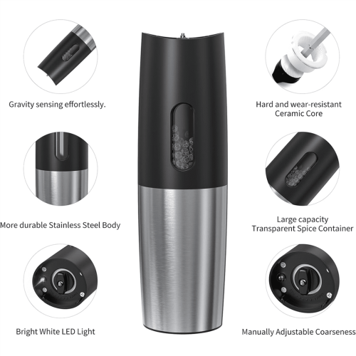 Elektrický mlýnek na sůl a pepř, dobíjecí, USB 2