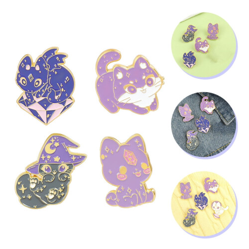 Cat Kitten Brooch Cartoon Animal 4 pcs 2