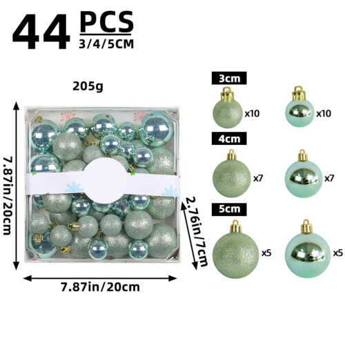 Conjunto de bolas de Natal de 3cm, 4cm e 5cm em cores sortidas. 1
