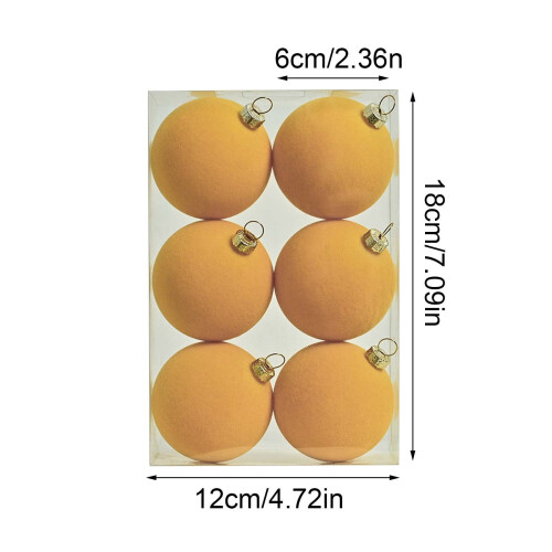 Boules de Noël en velours jaune 6 cm (lot de 6) 2