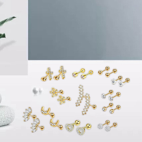 Worallymy gold flatback stud earrings set 24 pcs 2