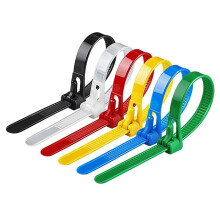 100 Stück Selbstsichernde Kabelbinder Aus Hochwertigem Nylon mit Schnalle, 8 X 200 Mm, Verstellbares, Wiederverwendbares Nylonband mit Schnalle