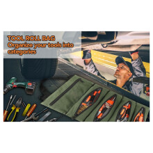 Tool Bag Roll Rollable Carrying Heavy Duty Tool Organizer Portable Tool Storage Bags Waterproof Oxford Cloth-Zipper B