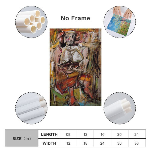 Affiche expressionniste abstraite de Willem de Kooning 8x12 pouces 1