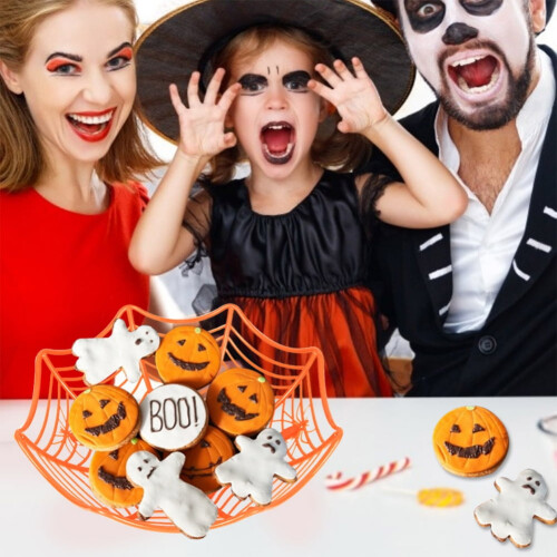 Halloween-godisskålar i plast, spindelnätsdesign, 3-pack 1