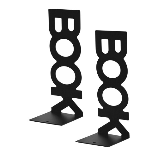 Bokstöd i kraftig metall, svart, 2-pack 2