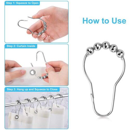 LNKOO shower curtain hooks rust-proof polished nickel 12 pcs 1